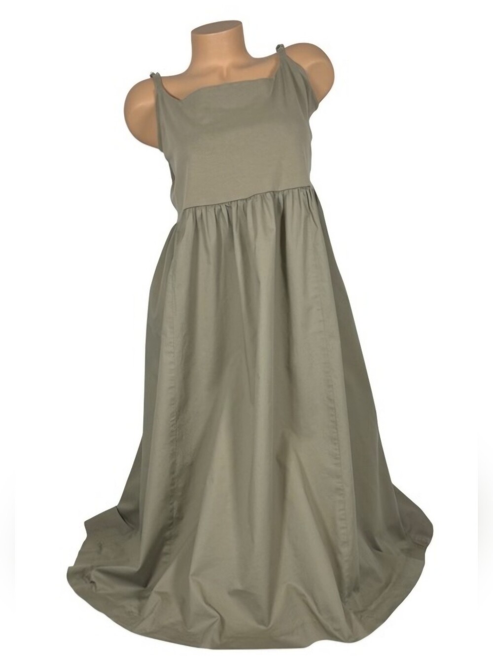 Old Navy Womens 2X Olive Green Mixed Media Maxi Dress Square Neck Sleeveless